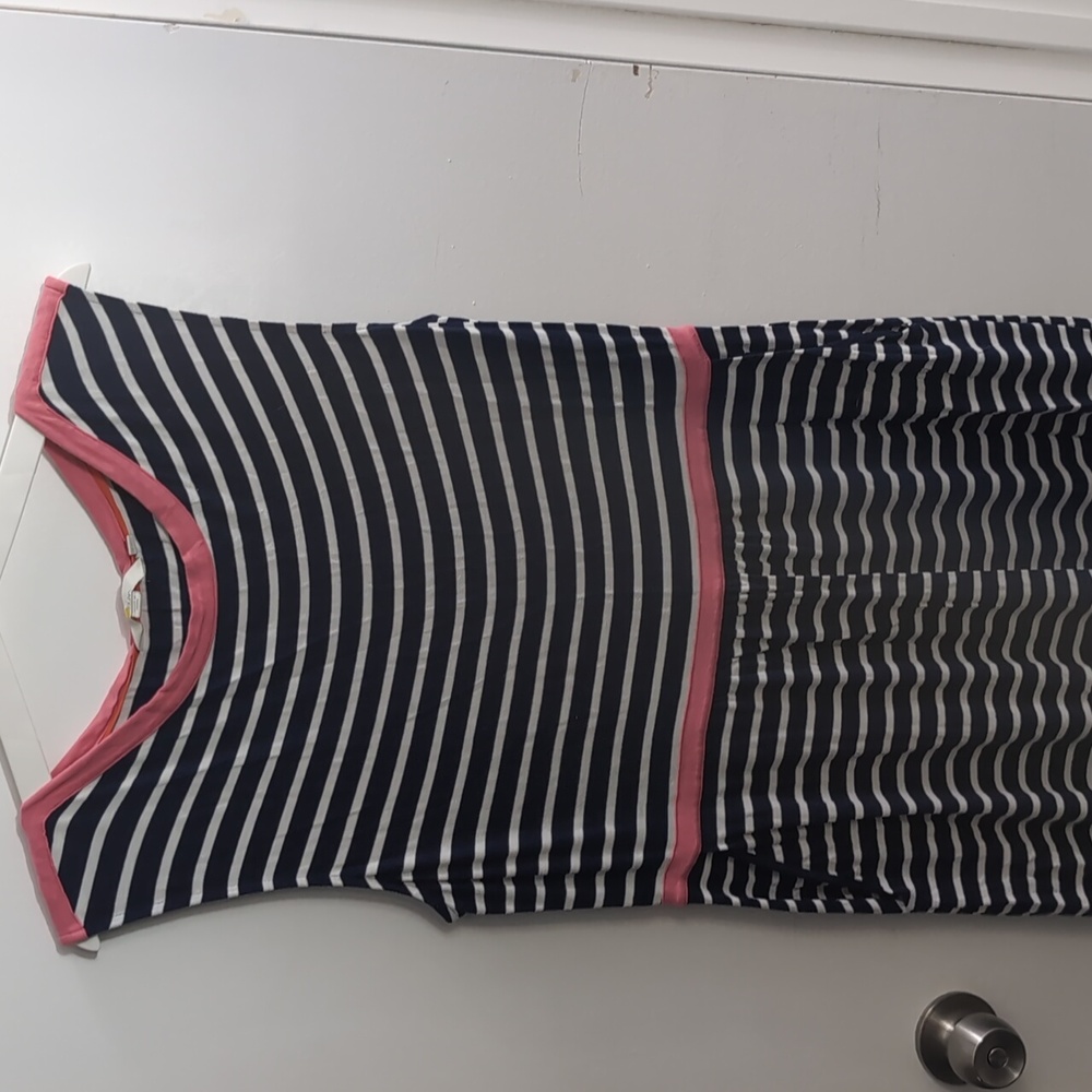 Boden Navy and Pink Striped Sleeveless Dress